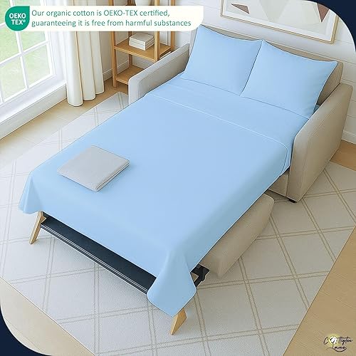 Miniatura 2 de Cottington Lane Juego de sábanas para sofá cama matrimonial, 4 piezas de alta calidad, 100% algodón egipcio, sofá cama de 6 pulgadas de profundidad,