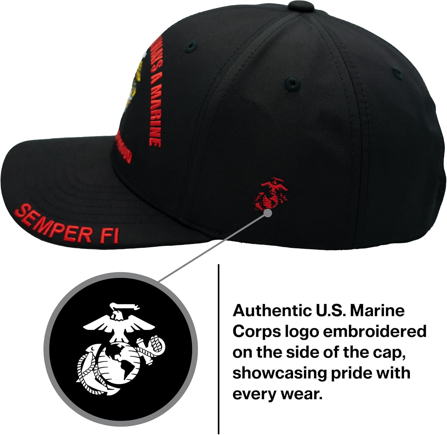 Marine Corps Hat for Men USMC Veteran, Official Licensed Adjustable US Marines Semper Fi Cap - Image 4