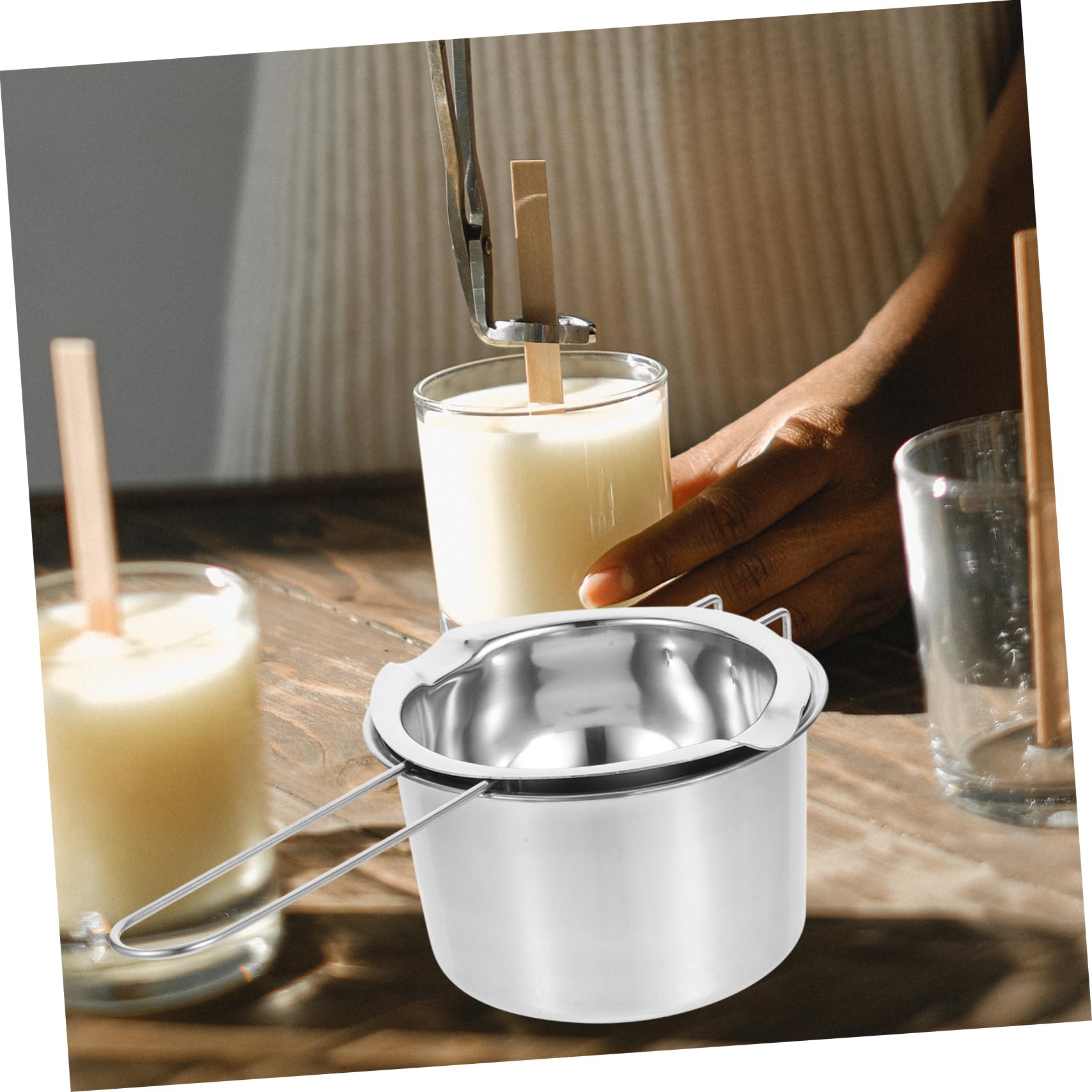 Holibanna 2 Series Kit De Crisol Para Velas Derretidas Elaboración Derretir Soja Cera Suministros Para Hacer Velas Suministros De Velas De Bricolaje Acero Inoxidable Plata 2 Piezas*2