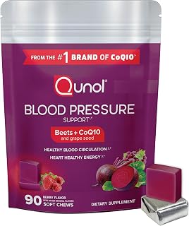 Qunol Beets Chews: 3-in-1 Blood Pressure Support with CoQ10 & Grape Seed Extract - Berry Soft Chews for Heart Health