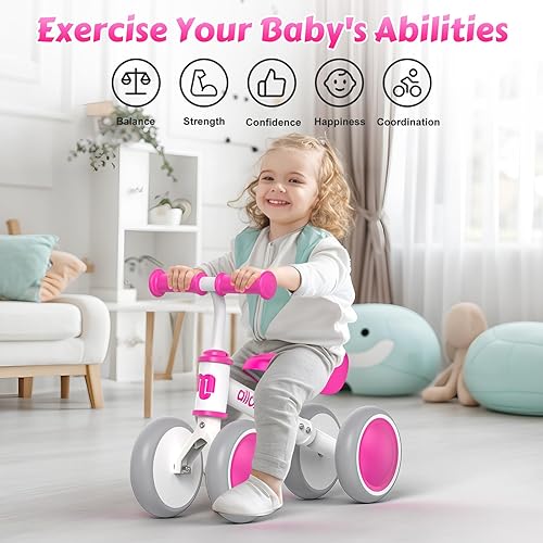 Miniatura 4 de allobebe Baby Balance Bike, Linda bicicleta para niños de 12 a 36 meses regalos para niña de 1 año de edad bicicleta para entrenar al bebé de