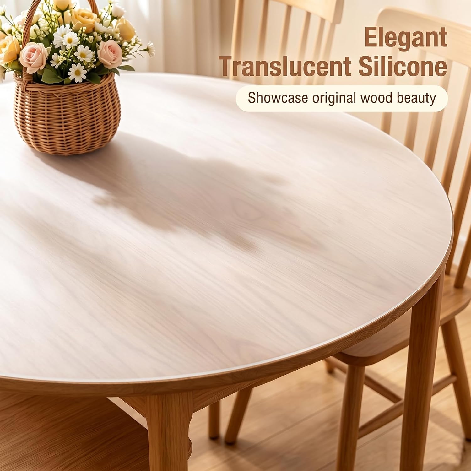 36 Inch Round Silicone Table Mat, Translucent White image 2