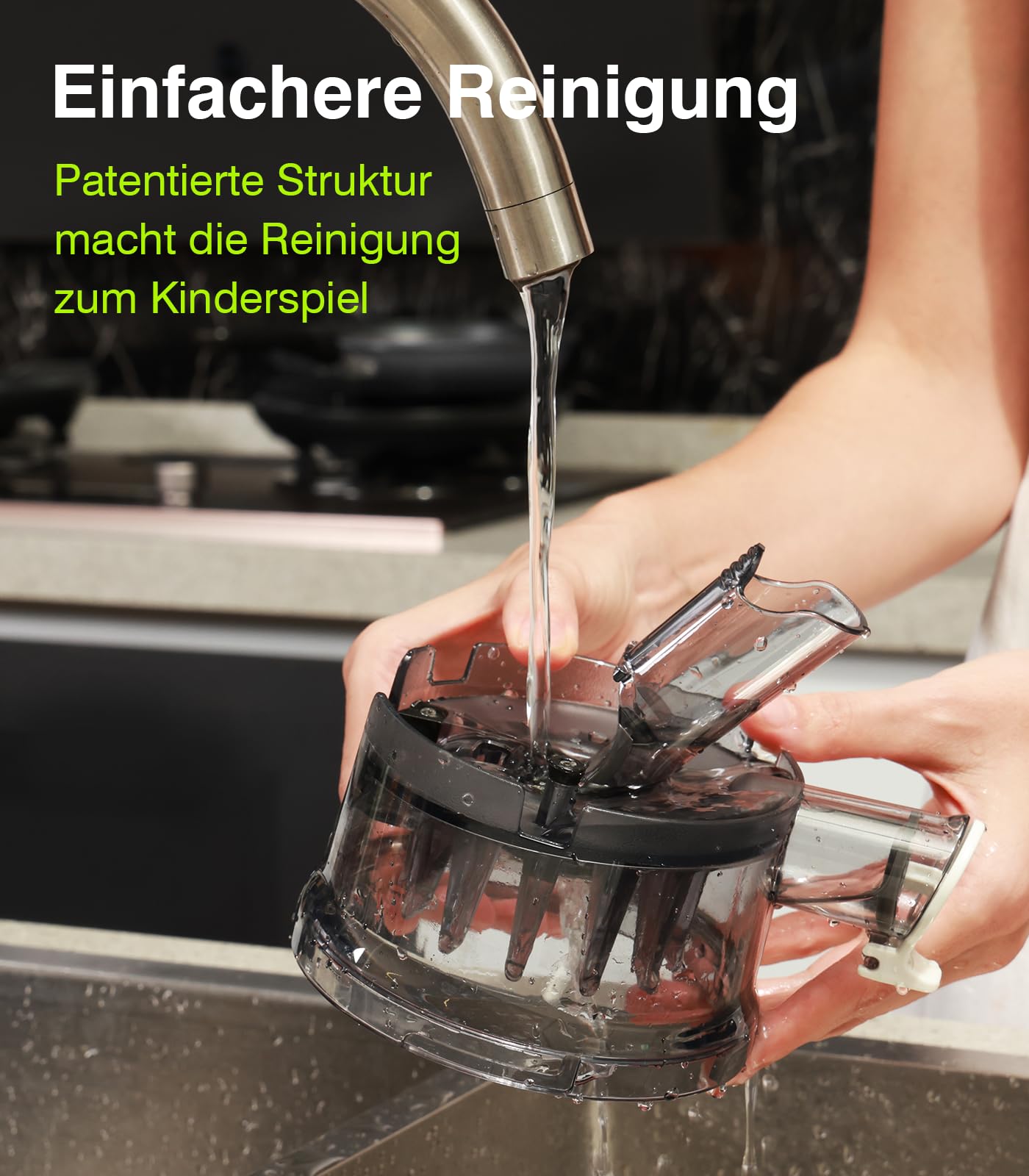 Zasmira Slow Juicer 120 mm Breiter Einfüllschacht Hohe Saftausbeute Gemüse Obst Weiß