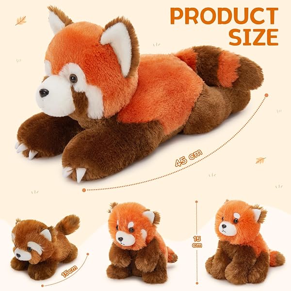 MorisMos Red Panda Plush Teddy with Babies inside, Realistic Cuddly Red Pandas Stuffed Animal Soft Toy, Kawaii Presents for Kids Girls Boys Birthday Party Decoration (45cm) - 3