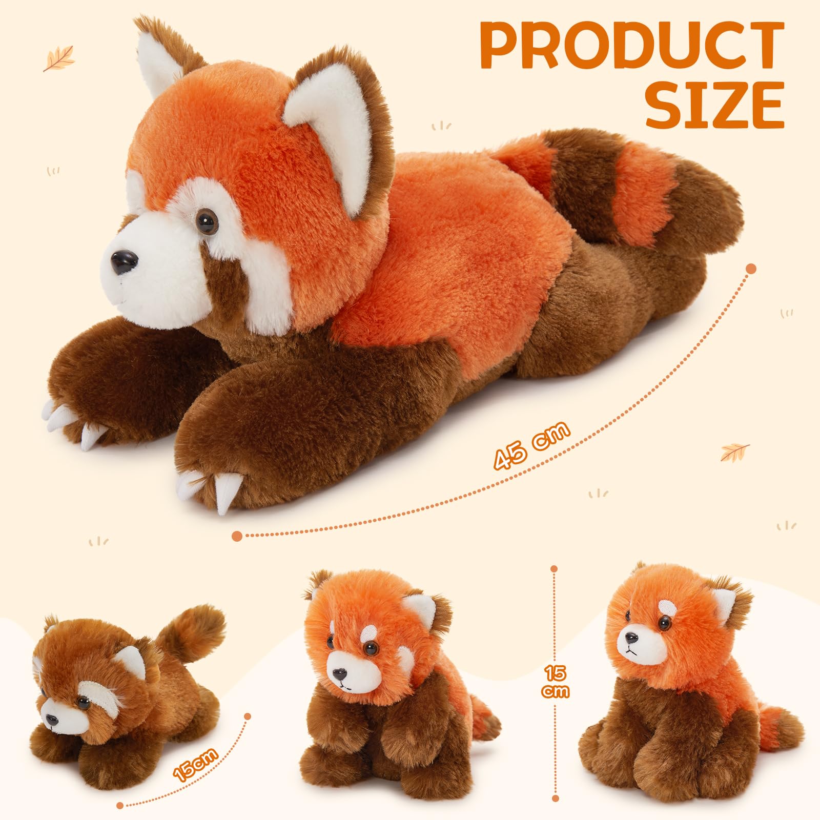 MorisMos Red Panda Plush Teddy with Babies inside, Realistic Cuddly Red Pandas Stuffed Animal Soft Toy, Kawaii Presents for Kids Girls Boys Birthday Party Decoration (45cm) — view 3
