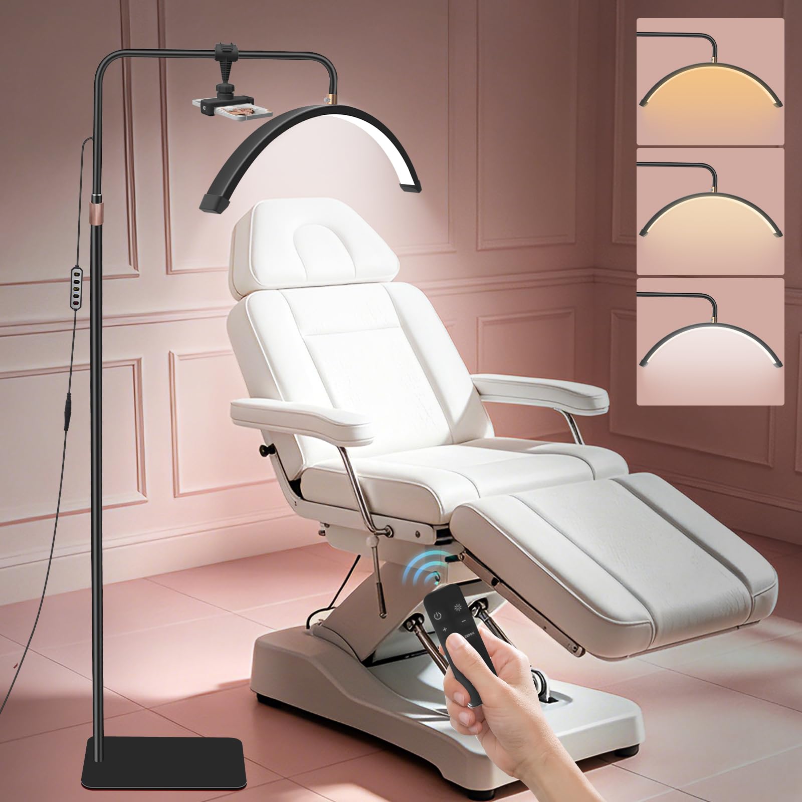 Diesisa Lampe Demi Lune Extension De Cils: Luminosité réglable Lampe Demi Lune - Avec support pour téléphone - TêTe De Lampe Rotative à 360° - Utilisé Pour Les Extensions De Cils, Les Tatouages -Noir