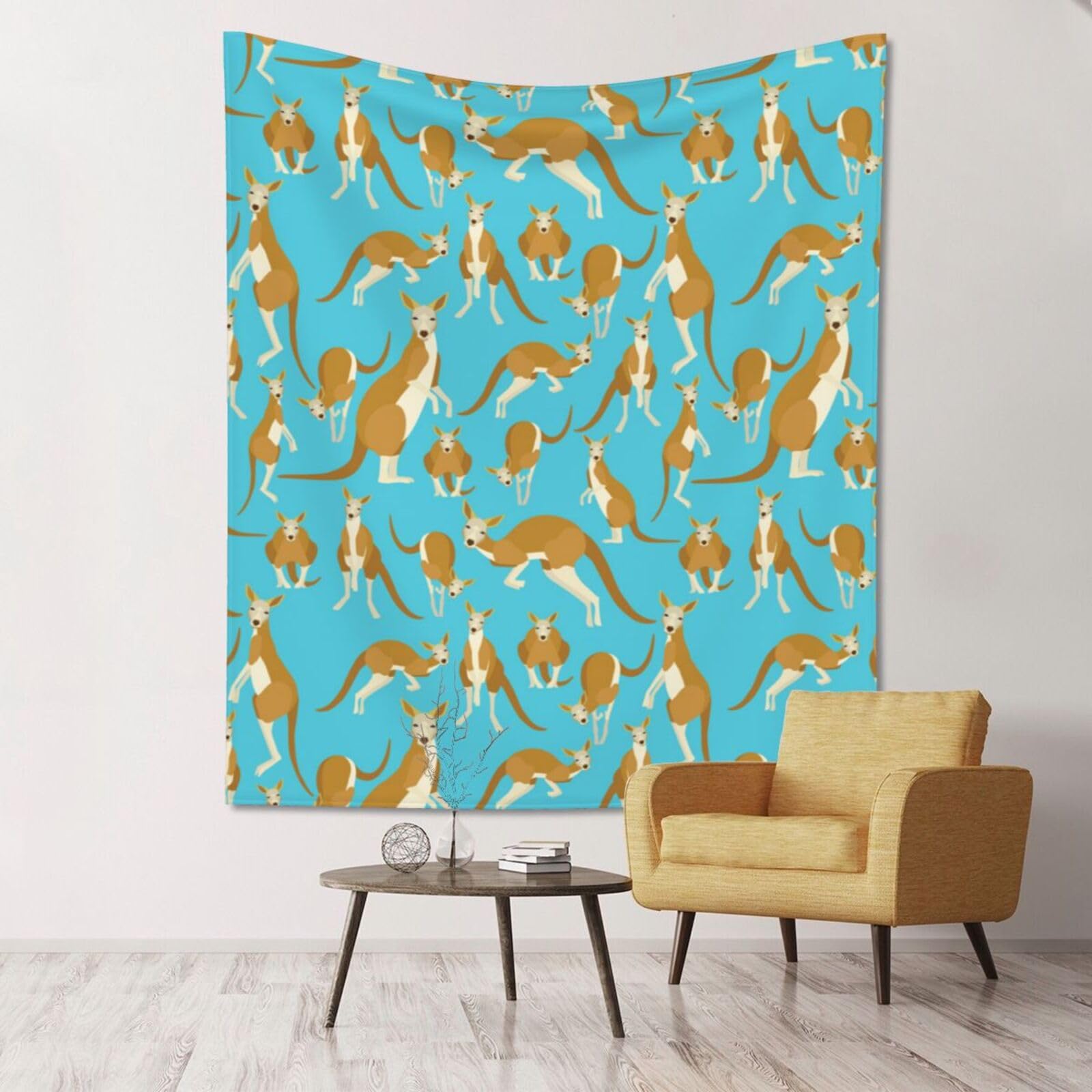 WKSGDSG Large Wall Hanging, Machine Washable Tapestry For Dorm Room, Funny Cartoon Kangaroo Zoo, Lightweight Polyester Wall Art For Bedroom Living Room, 152x130cm