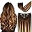 14 Clip in Hair Extensions Balayage Human Hair for Women - 4pieces Silky Straight Chocolate Brown to Honey Blonde Highlight Brown Ombre Hair 50grams (4T27) P4 Color
