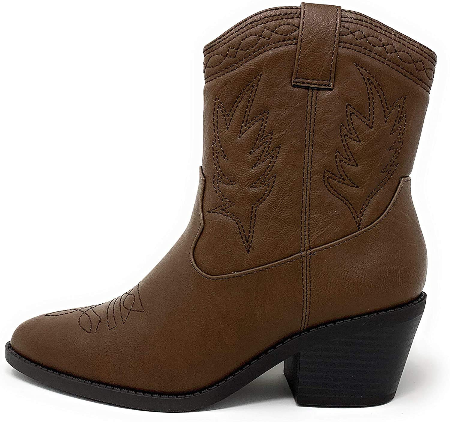 Soda Picotee Women Western Cowboy Cowgirl Stitched Ankle Boots