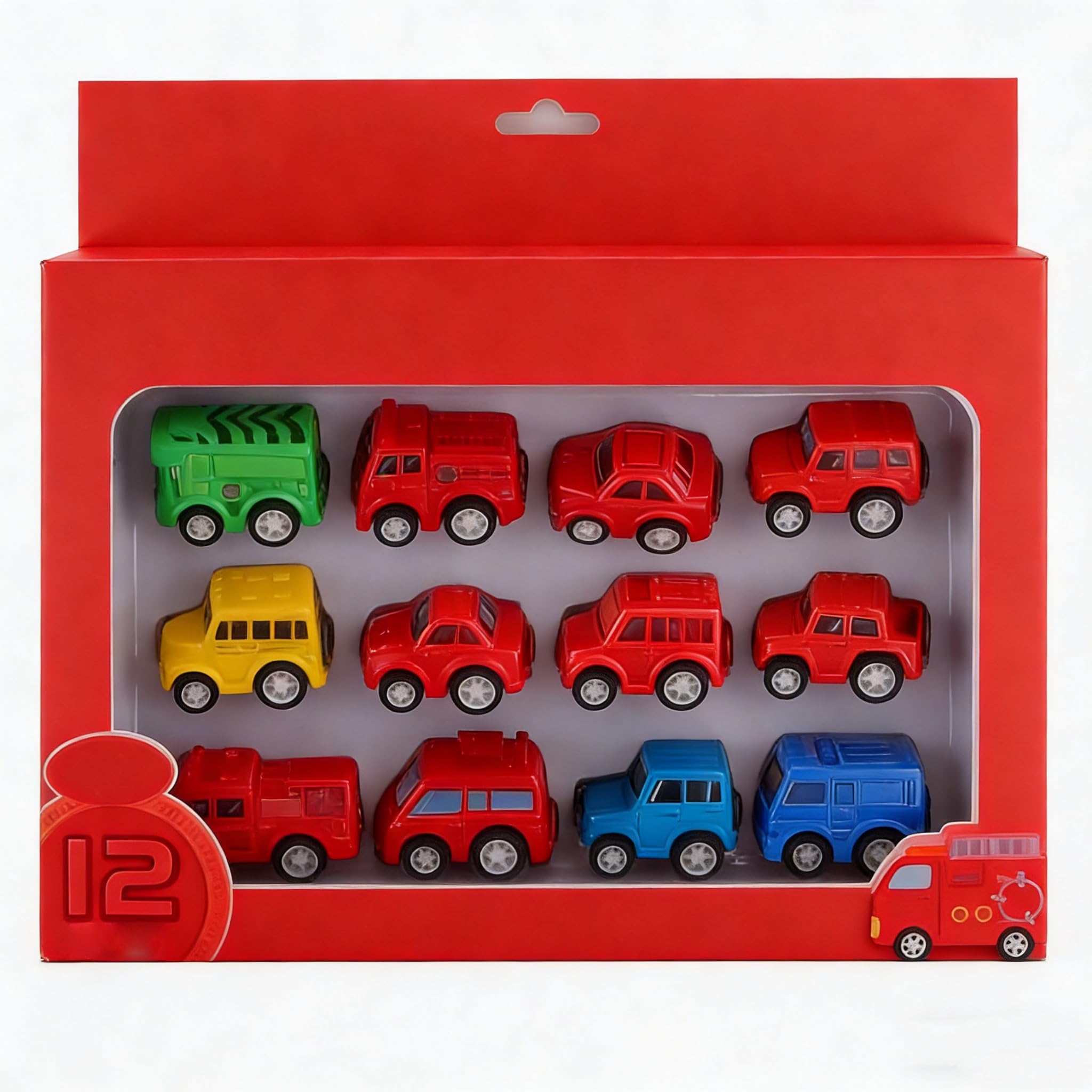 12 Coches De Juguete De Plástico Para Niños – Set De Mini Coches De Colores, Regalo De Cumpleaños, Ideal Para Fiestas Infantiles Y Decoración De Pasteles