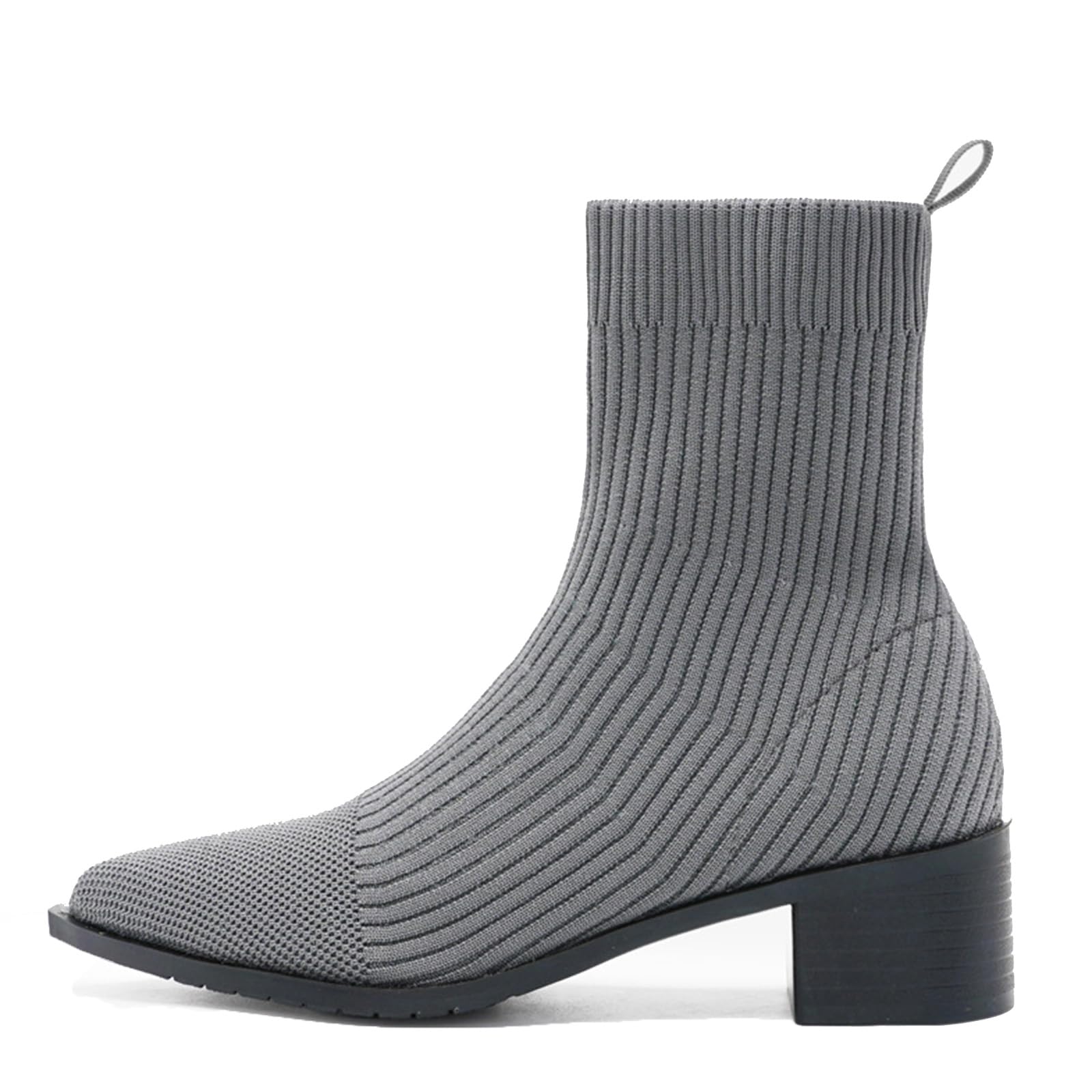 Socks Boots for Women Elastic Knitted Fur Lined Low Chunky Heel Dressy Ankle Boots Fashion Pointed Toe Comfort