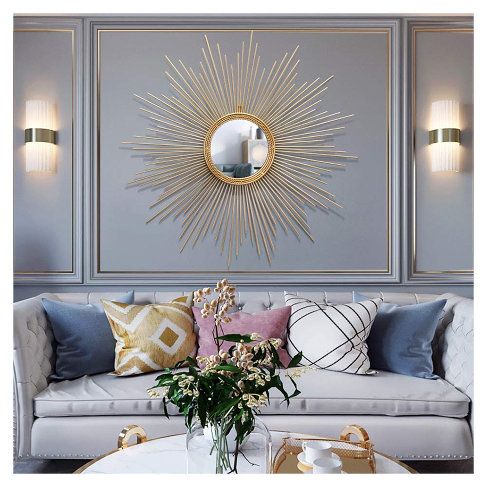 Grande specchio rotondo da parete Starburst Sunburst – Specchio decorativo in metallo da appendere per sala da pranzo, soggiorno, corridoio e veranda