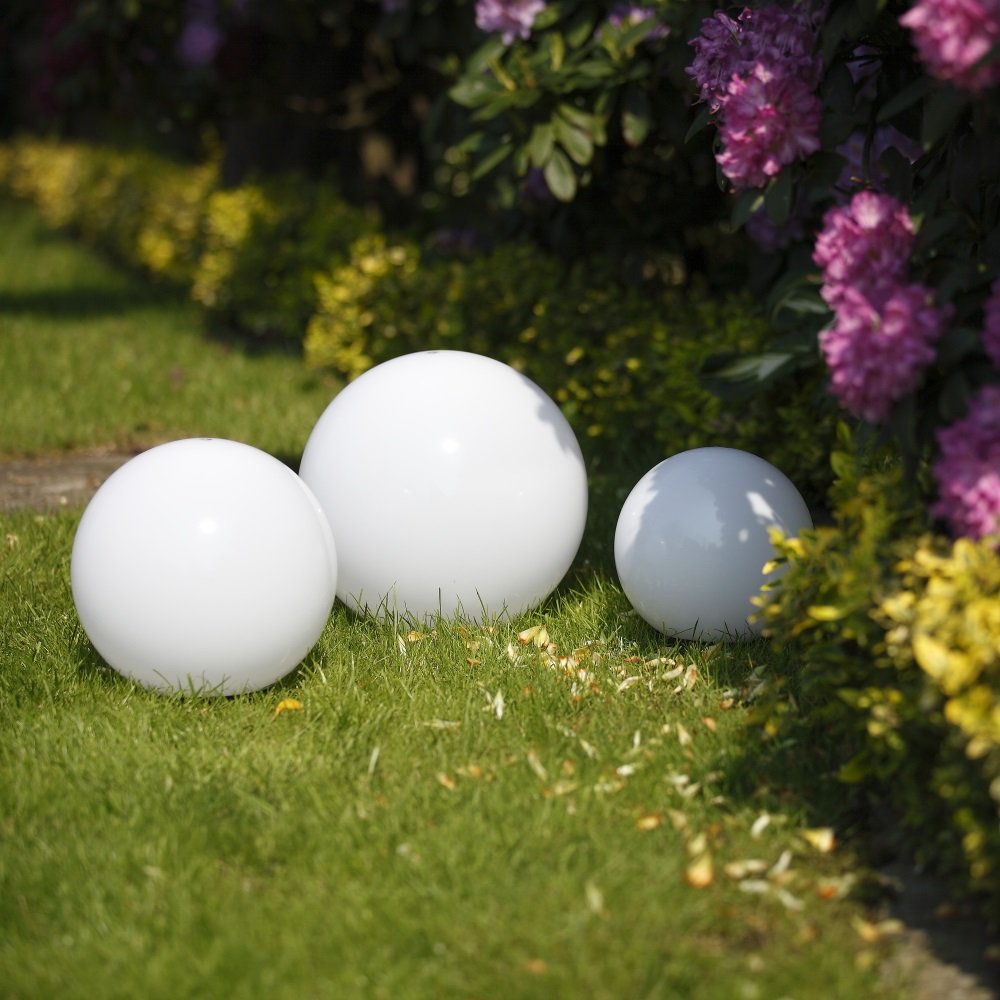 Kugelleuchten 3er Set 30/40/50cm weiß E27 Kugelampen Garten Terrassenleuchte Dekoleuchten