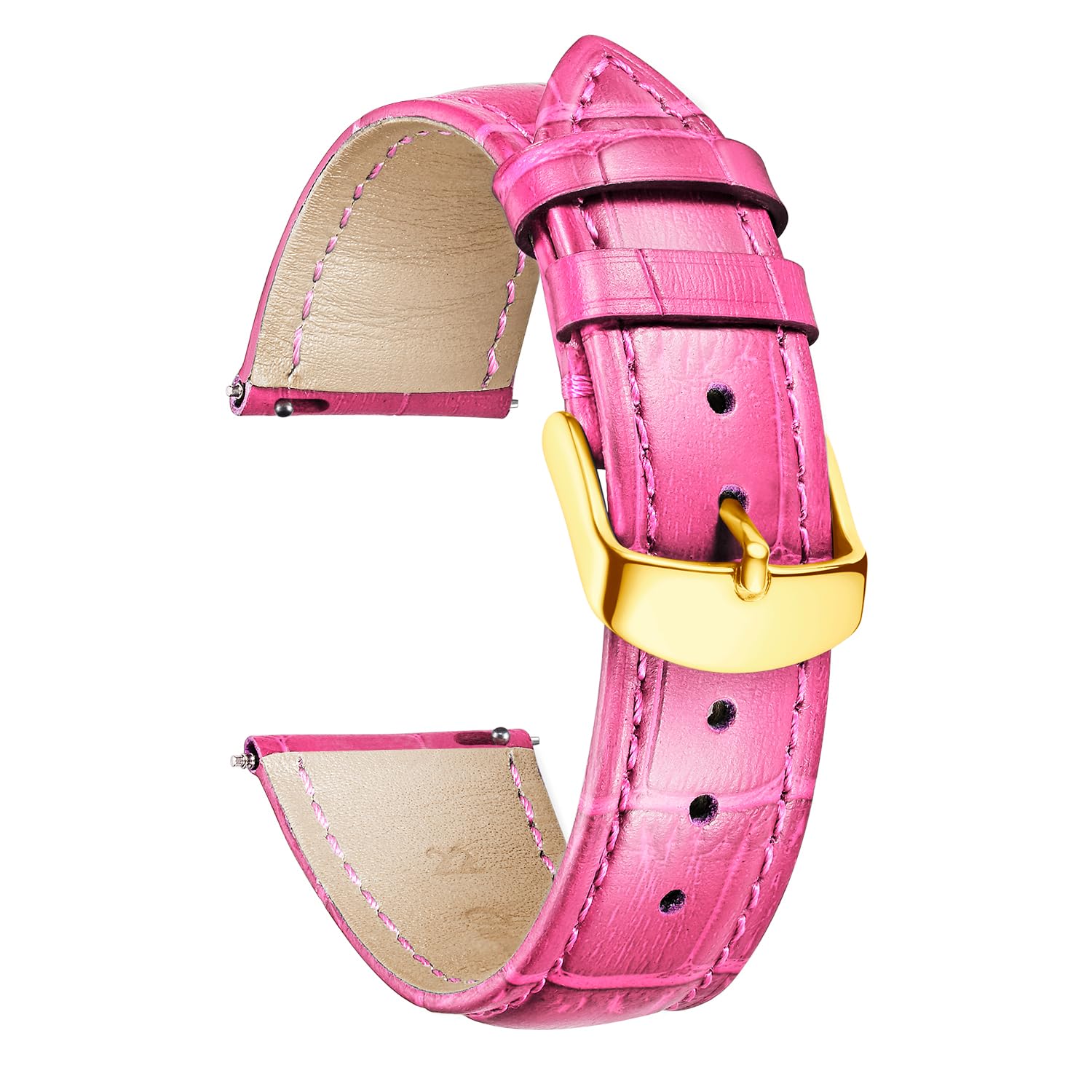 BINLUN Quick Release Leather Watch Straps Replacement Watch Bands Smart Watch Strap Crocodile Pattern in 10 Colors 13 Sizes with Silver/Gold/Rose-Gold Buckle for Men Women(10mm-24mm) — view 44