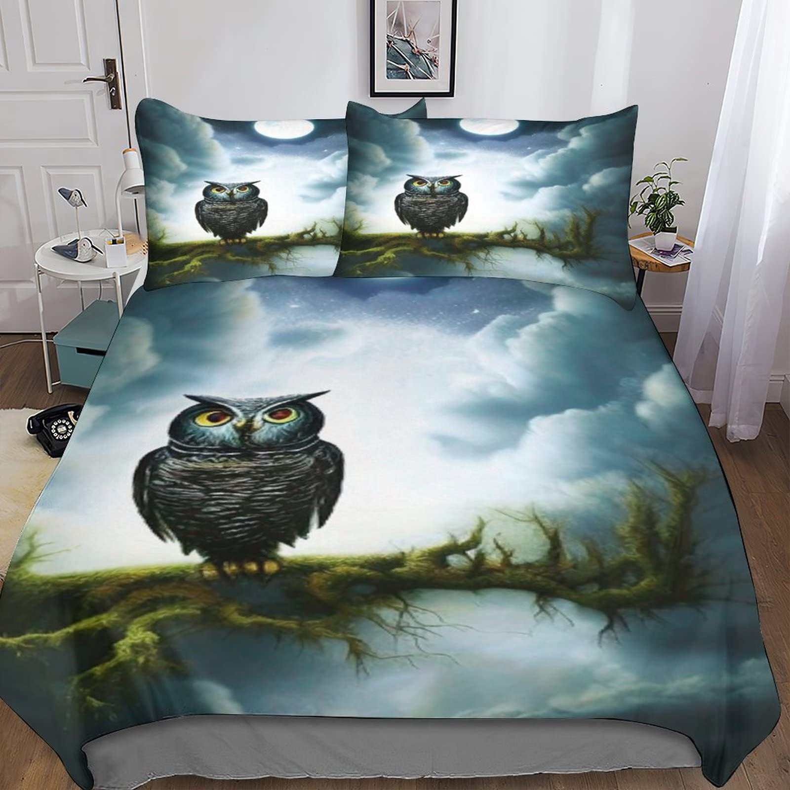 Housse de couette procédé d'impression 3D hibou parure de lit