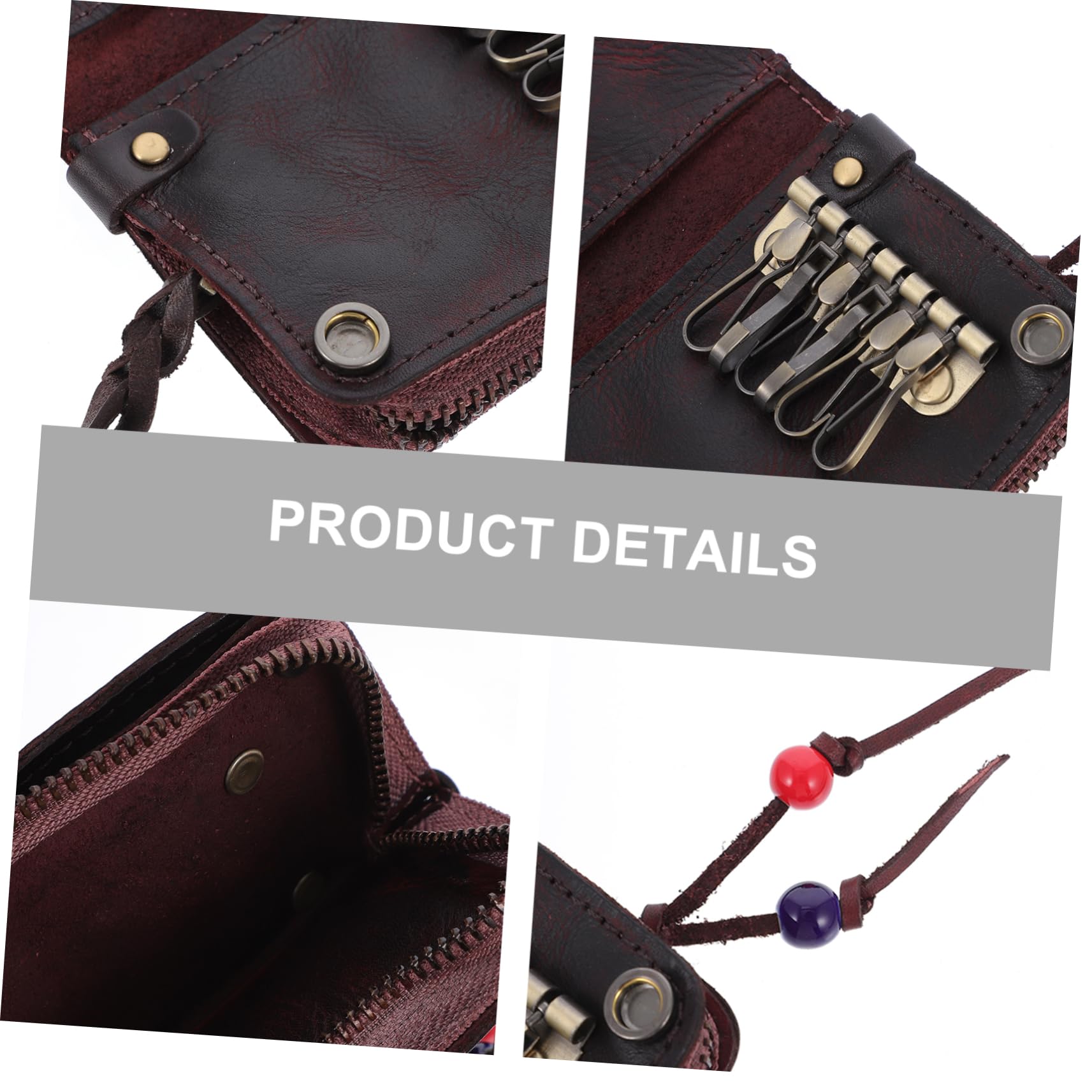 Mobestech 3 Pezzi Portachiavi Borsa Per Chiavi In ​​Pelle Borsa Di Pelle Bovina Sacchetto Di Immagazzinaggio Portachiavi Portafoglio Sacchetto Chiave Portafoglio Per Uomo Cerniera Borsa Per