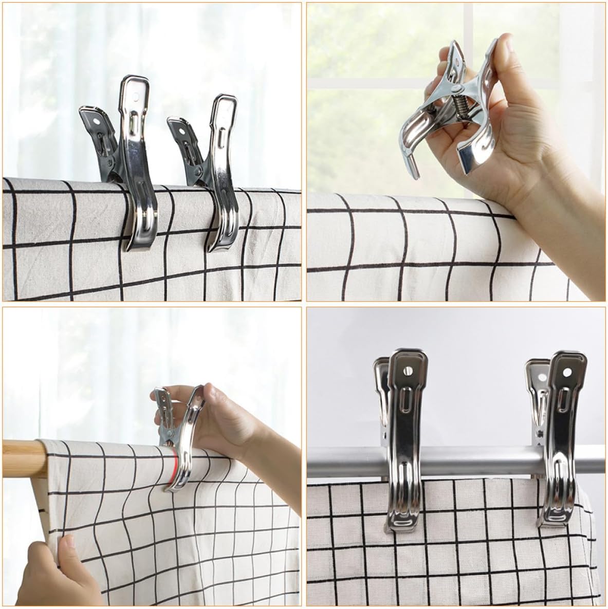 12Pcs Large Stainless Steel Clothes Clamps Heavy-Duty Laundry Clips Quilt Pins Strong Grip for Home Bed Sheet Hanging Outdoor Use