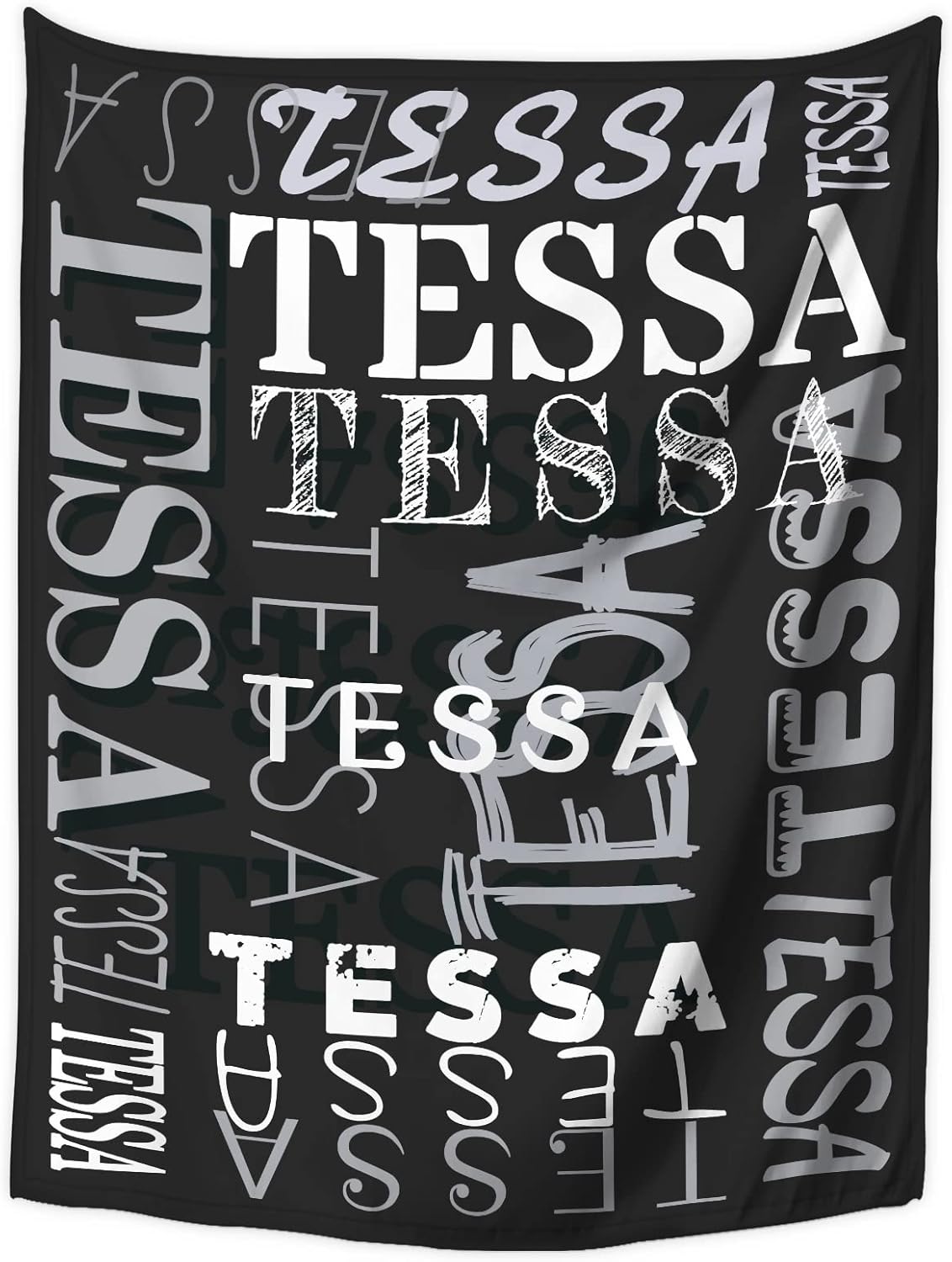 Custom Blanket Personalized Blanket and Throws Customized Blankets with Name Text for Adult Kids Gift for Birthday Wedding Valentines Day(Balck 60×80")