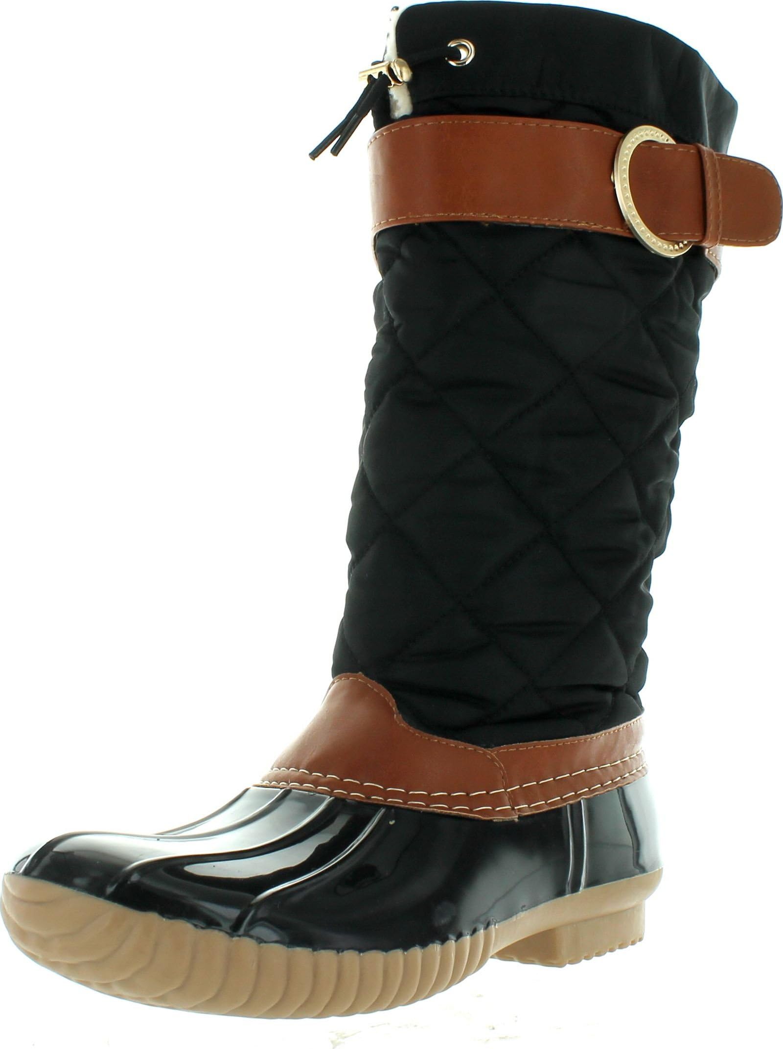 Women's B7777 Tall Duck Boot Rain & Snow Boot with Sherpa Lining and Quilted Canvas Upper