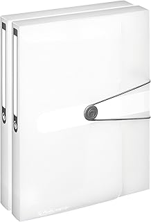 Herlitz Sammelbox, A4, PP-Folie, Gummizug mit Verschlussknopf, Pastell transparent (Weiß / 2er Pack)