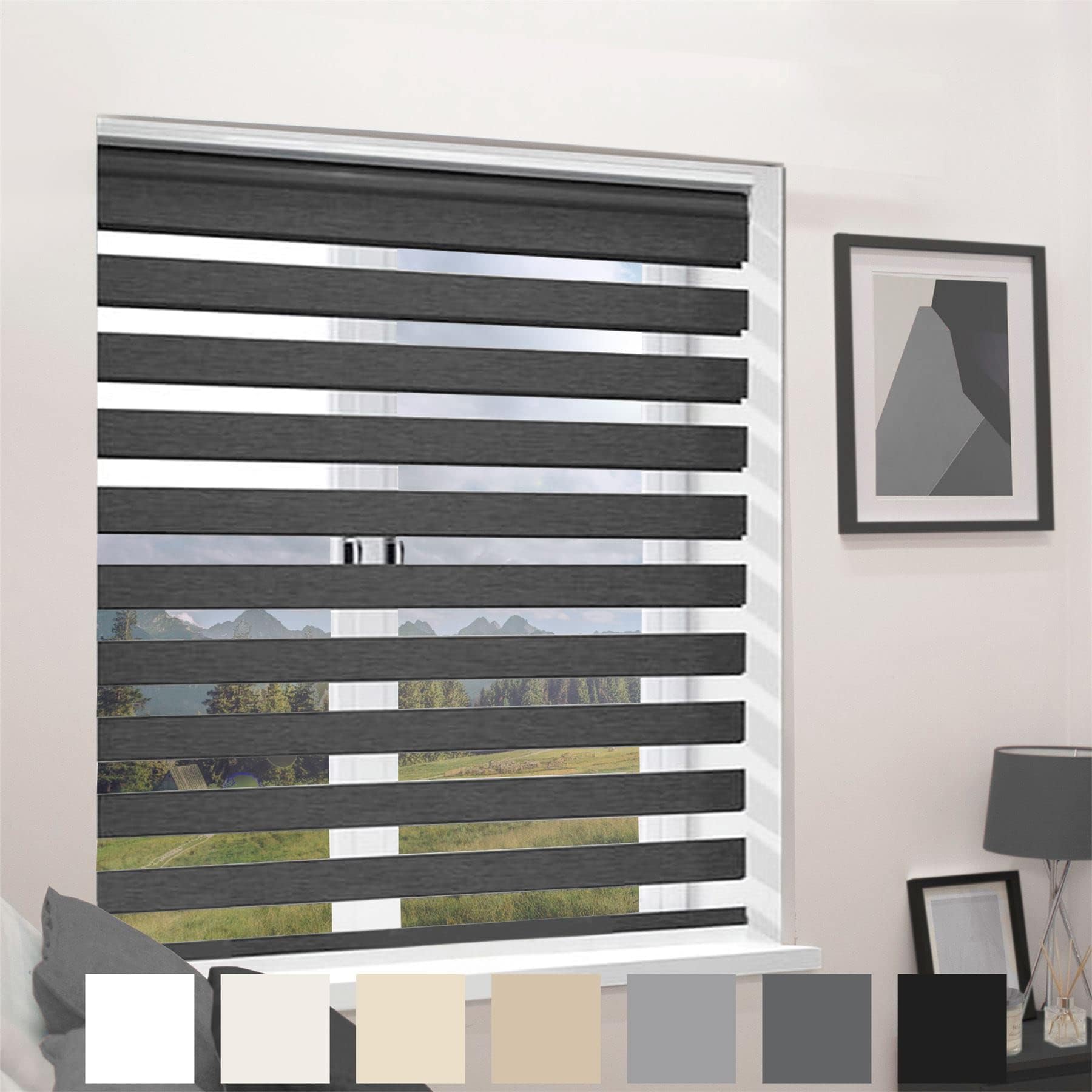 Day Night Blind Long Drop Charcoal Grey 040cm x 210cm