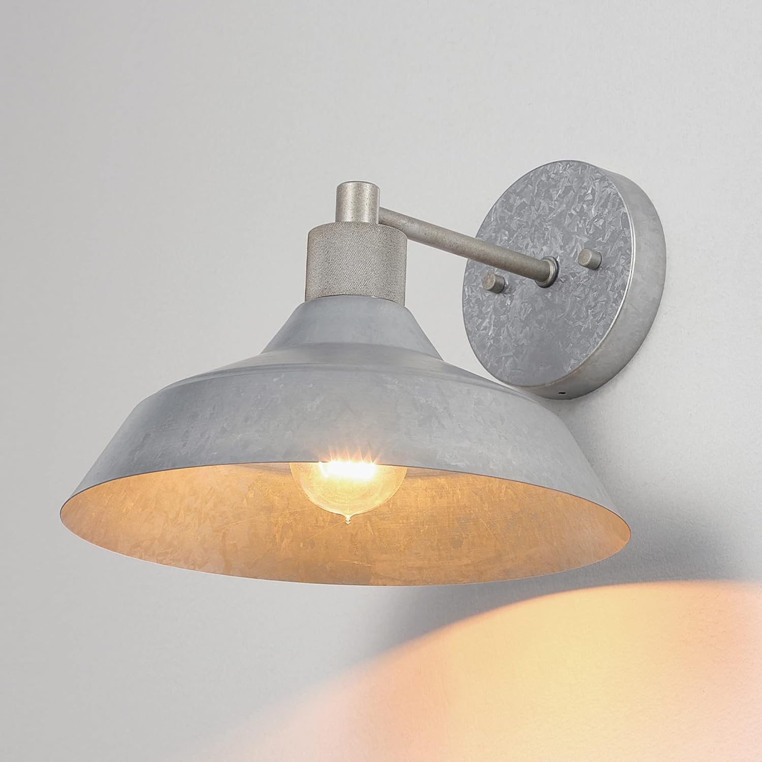GLOBE Electric 44840 Sutton Outdoor/Indoor Wall Sconce, Galvanized Metal, Textured Socket Detail, Bulb Not Included