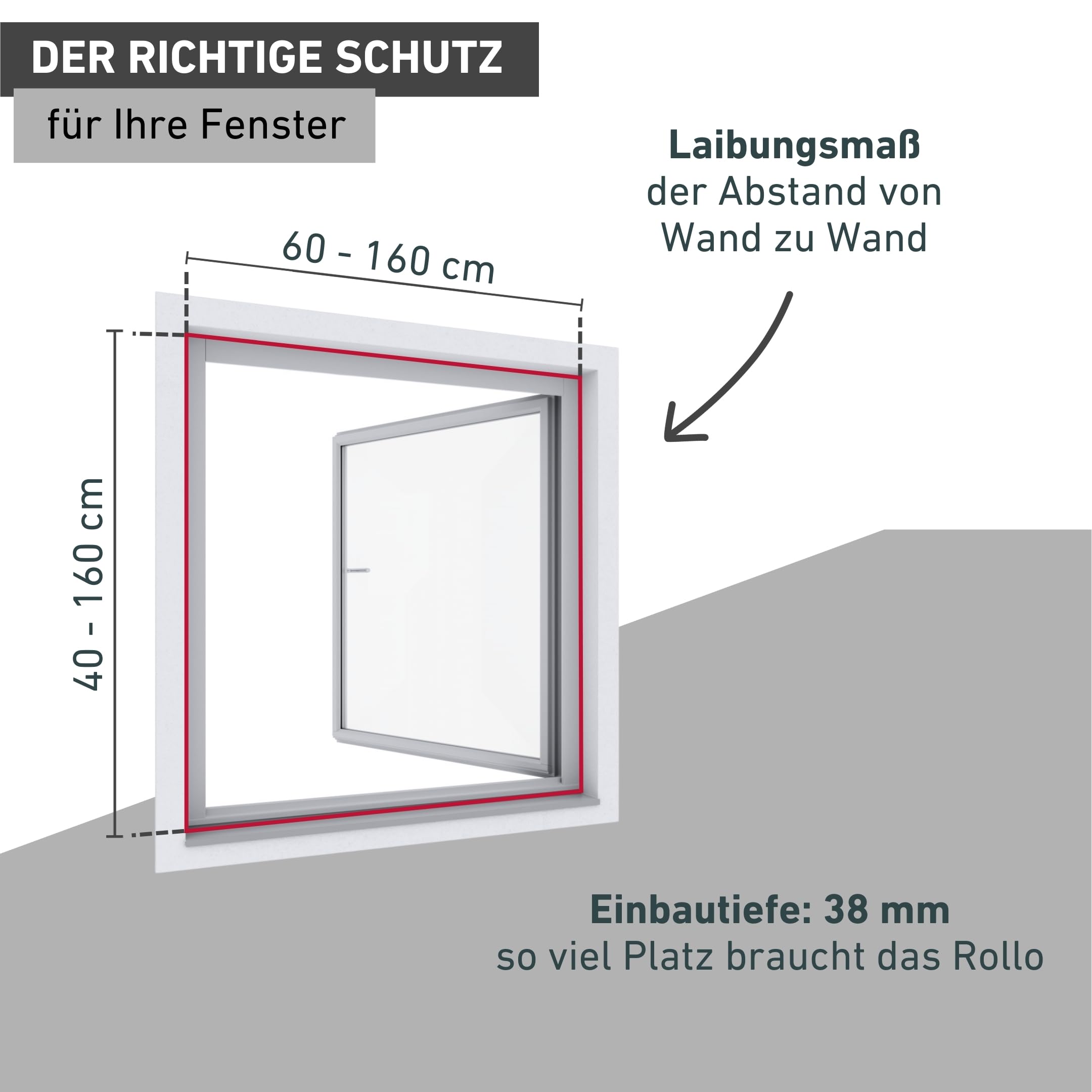 Windhager Insektenschutz Basic Rollofenster Alu, Insektenschutzrollo, Fliegengitterrollo, Selbstbausatz 160 x 160cm, weiß, 04502
