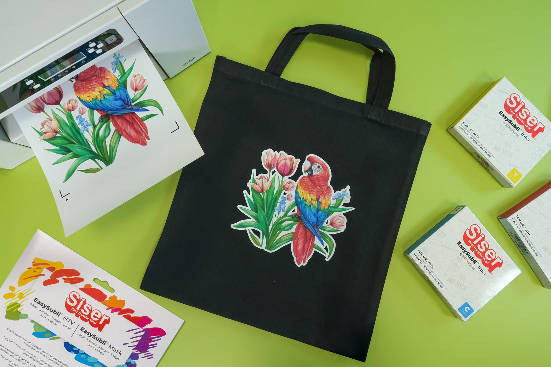 Siser Easy Subli pack 5+5, vinile termotrasferibile termoadesivo stampabile con stampanti ad inchiostri sublimatici. 5 fogli formato a4 di Easy subli e 5 fogli formato A4 di application tape