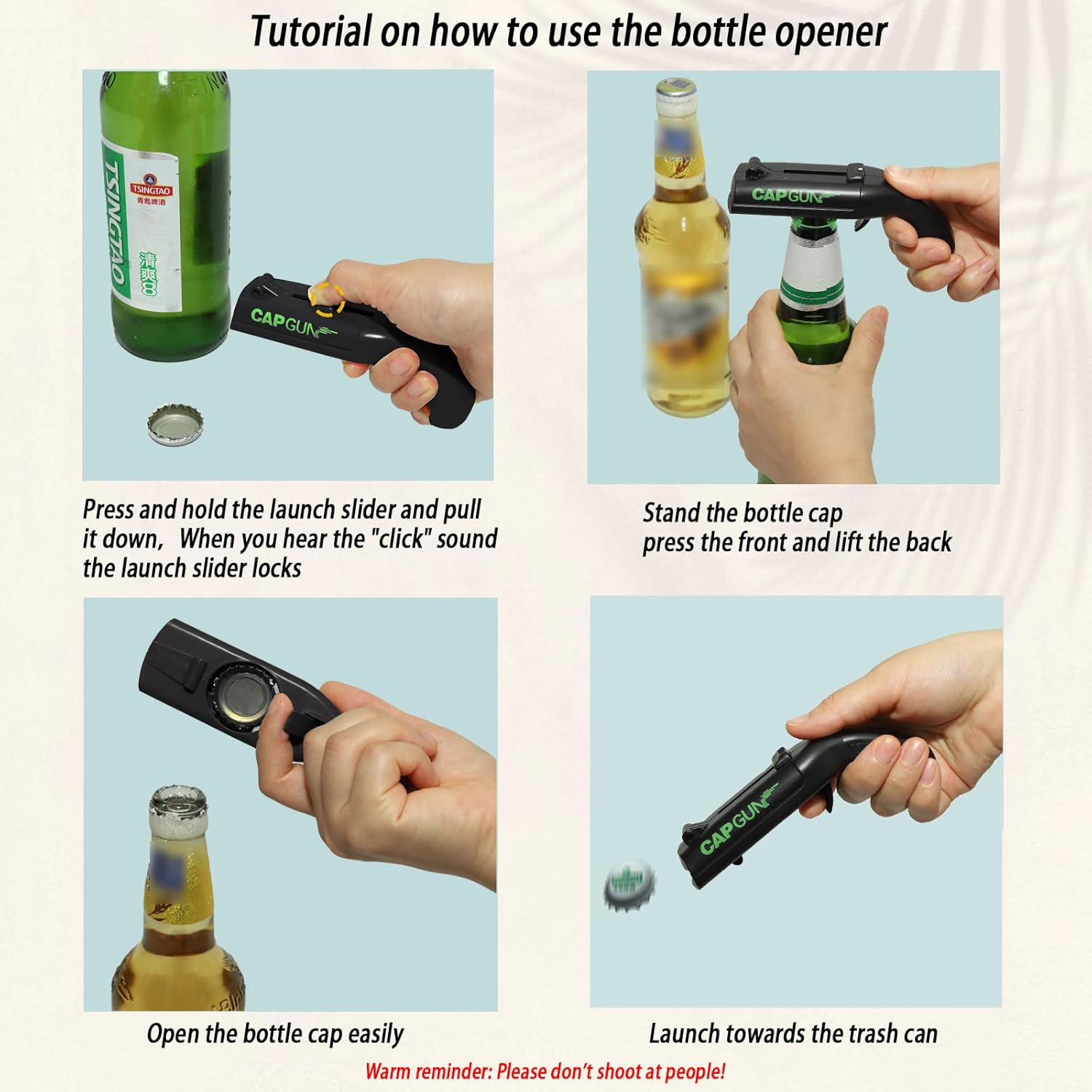 Cap Gun Bottle Opener,Funny Shooting Gun Creative Opener for Family Gatherings Party Games Bar Outdoor BBQ,Cool Gifts for Father's Day Birthday Christmas (2, Black-Gray)