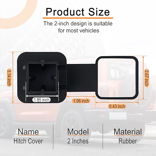 Miniatura 2 de Se adapta a cubierta de enganche de 2 pulgadas, inserto de enchufe de tubo de cubierta de enganche de remolque, accesorios exteriores del automóvil