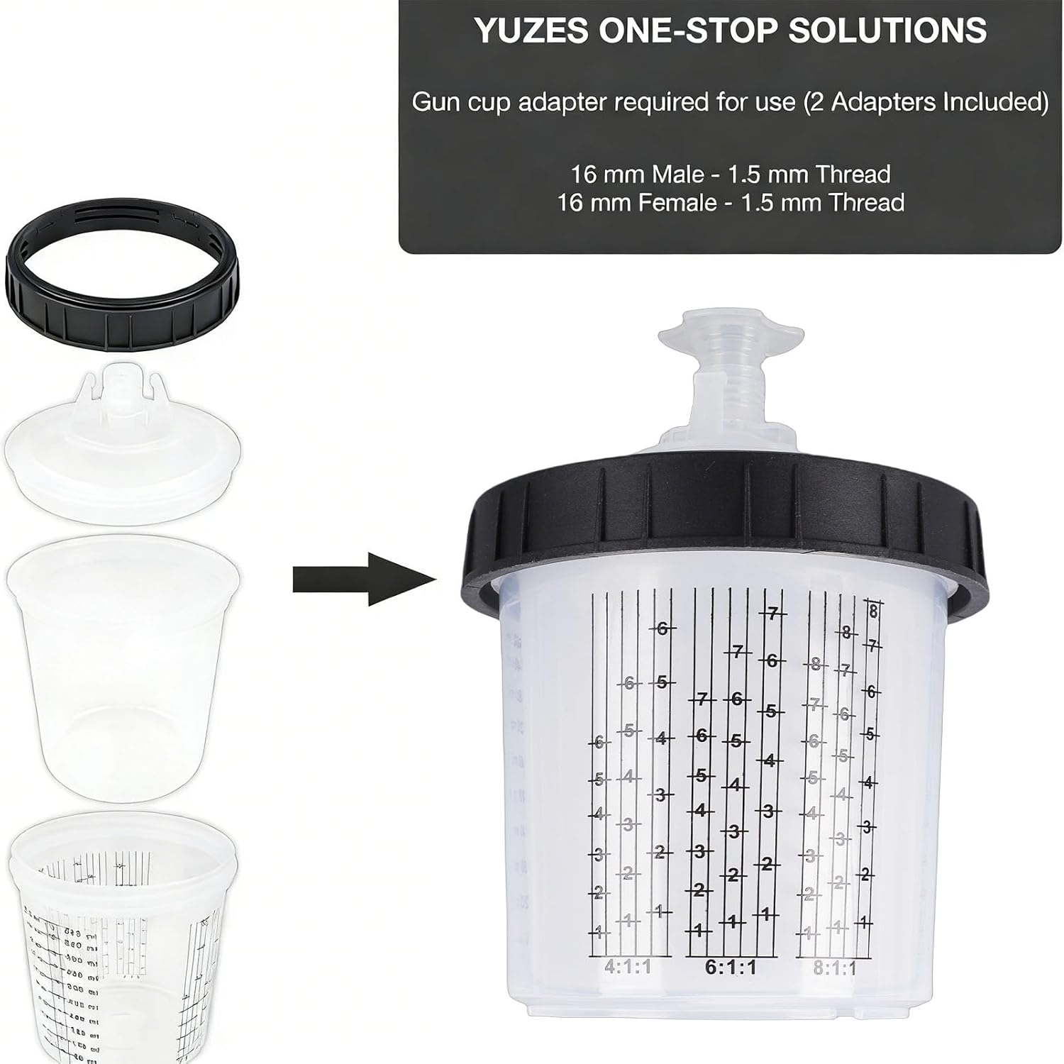 50pcs Paint Cup Liner Kit, 20.3oz 600ml Spray Gun Cup Liners with 190 Microns Filter Lids for Automotive Painting Clear Coat
