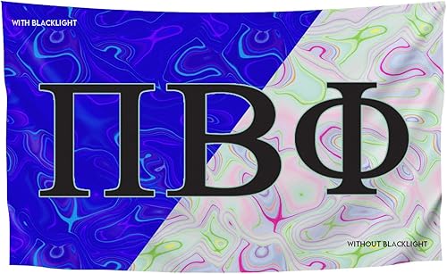 Miniatura 13 de Bandera griega de la hermandad y la fraternidad blacklight, 3 pies x 5 pies, Alpha Tau Omega