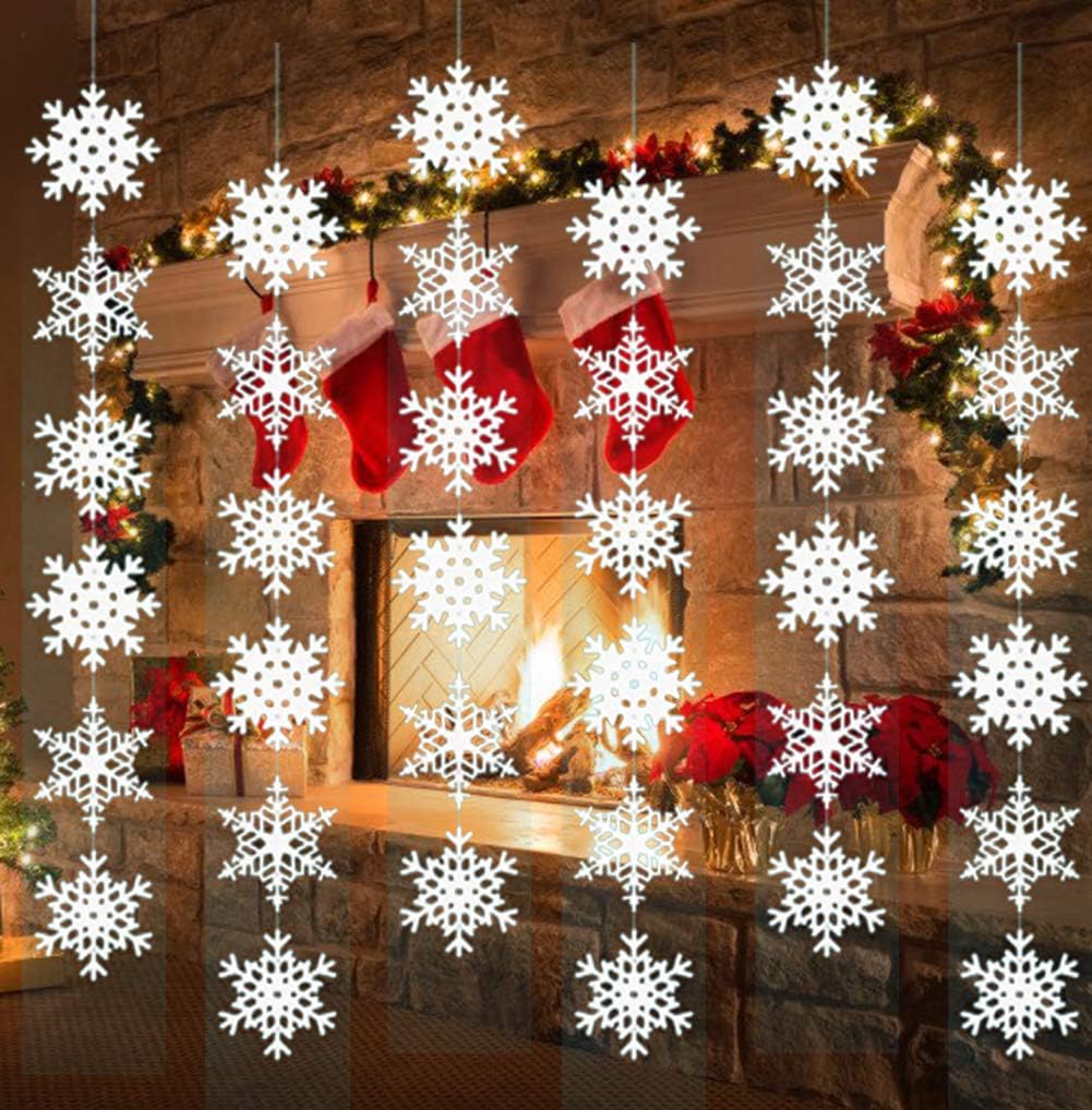 AISENO Christmas Snowflake Decorations Hanging Winter Decorations Chrismas Ornaments Christmas Hanging White Party Decor Supplies
