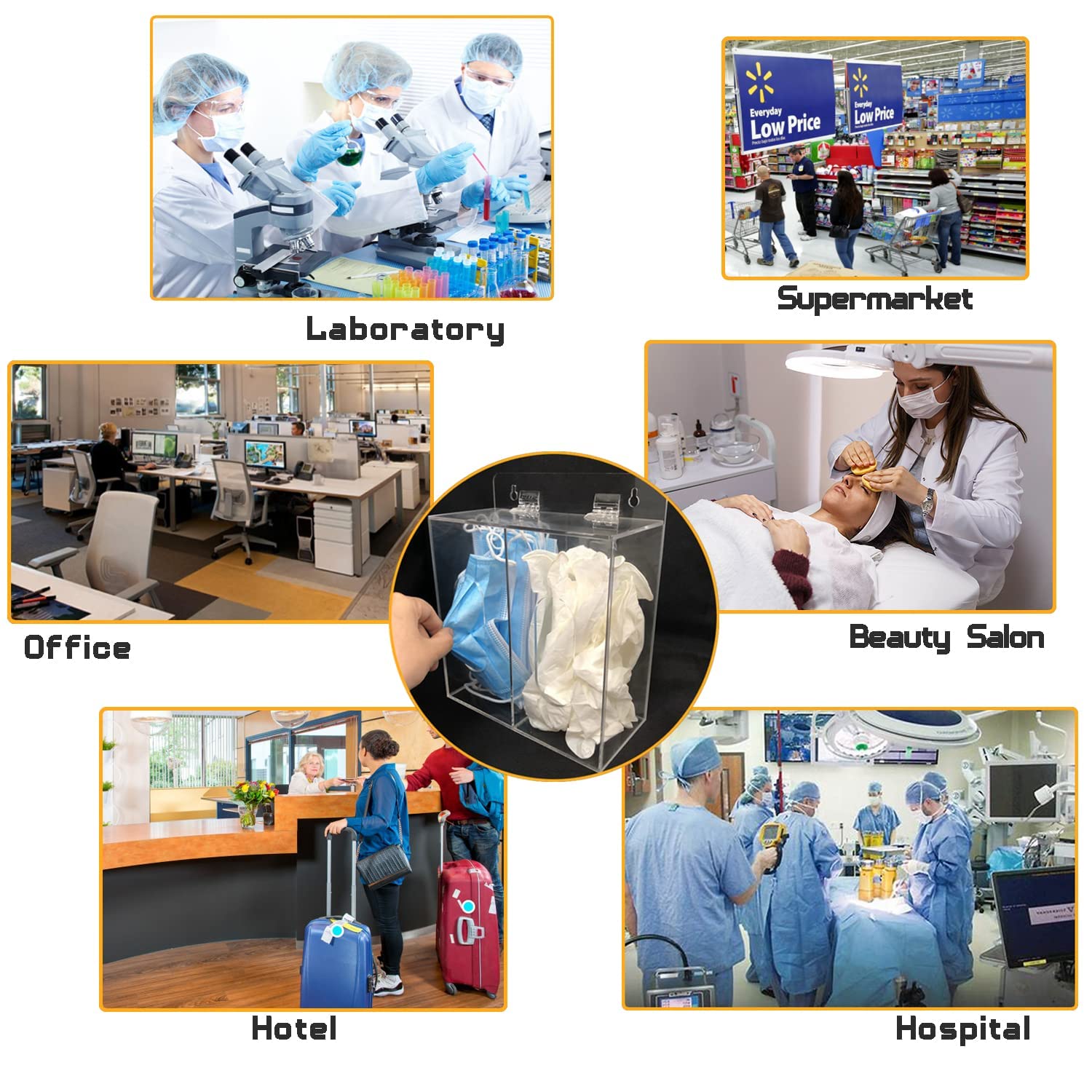 Lomin Face Mask Dispenser Holder, Wall Mount Mask & Glove Storage Case, 2-Compartment Acrylic Mask Box for Home Office Clear: Industrial & Scientific