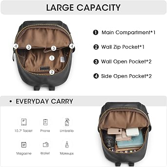 Kattee Genuine Leather Backpack Purse for Women, Medium Soft Daypack