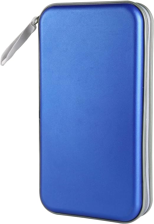CD Case Holder, 80 Capacity CD/DVD Case Holders Wallet Hard Plastic CD DVD Disc Cases Storage Binder for Car Home Office Travel (Blue)