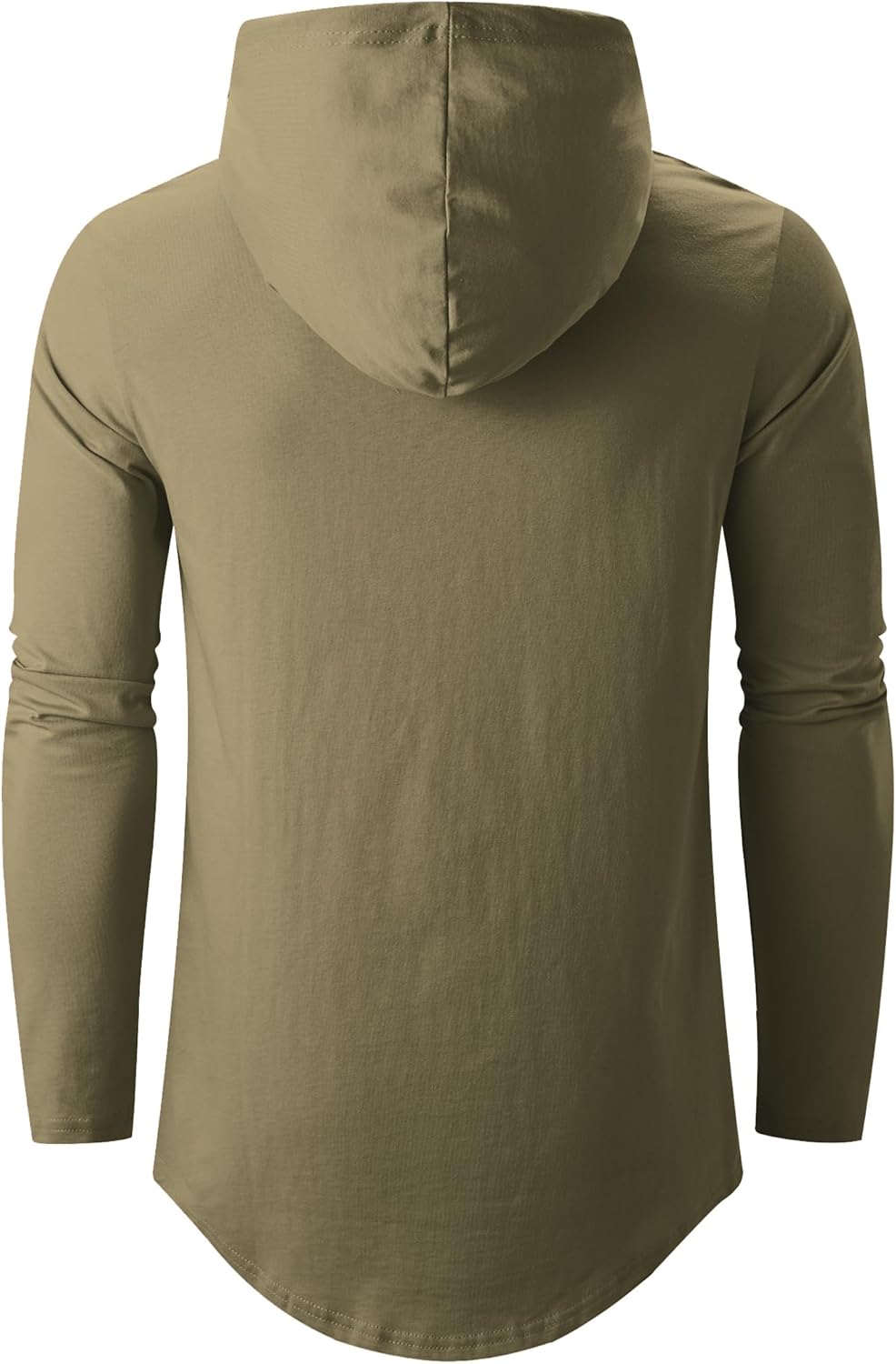 KLIEGOU Men's Hooded T-Shirt 190GSM 100% Cotton Soft Streetwear Longline Tee- Breathable Hip Hop Pullover - Pre-Shrunk - Image 3