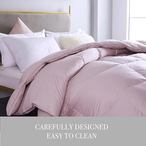 Miniatura 3 de Lujoso edredón de invierno de plumón de ganso tamaño Queen, ultra suave, tejido 100% algodón, relleno de plumón de ganso 70% blanco, edredón