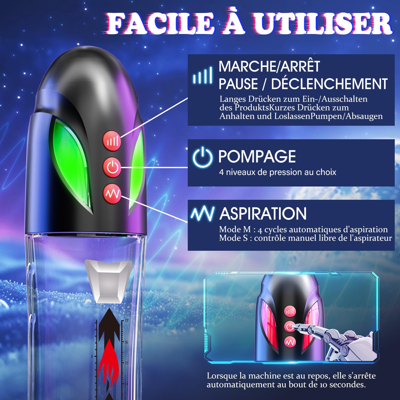 Pompe à Pénis Sex Toýs Homme - Pompe d'agrandissement du Pénis avec 4 Pression et 4 Modes D'aspiration,Pompe à Pénis Électrique Masturbateurs Masculins Sex Toys pour Hommes Pompe a Pénis pour Homme