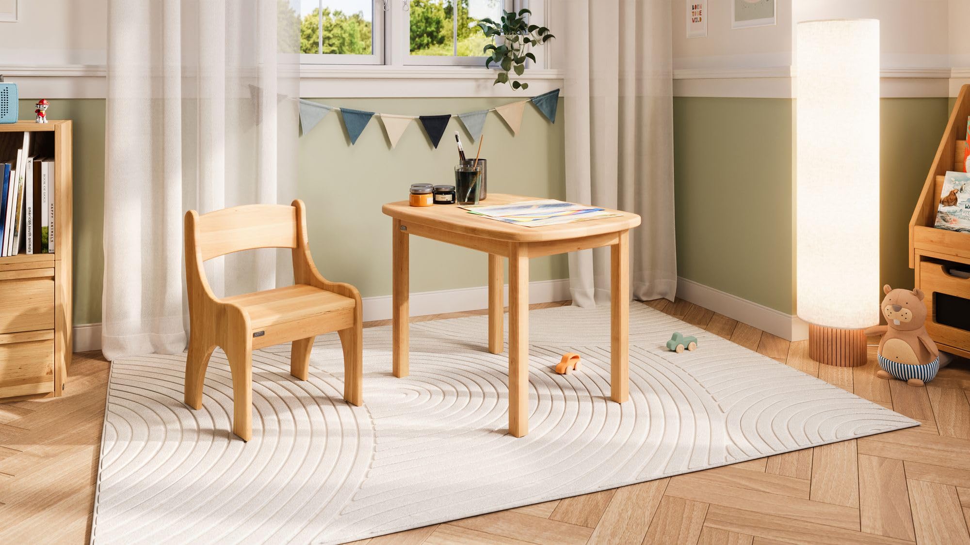 Original Levin Sitzgruppe von BioKinder® | Kindersitzgruppe Tisch & Stuhl aus Bio-Erlen-Massivholz, natürlich geölt