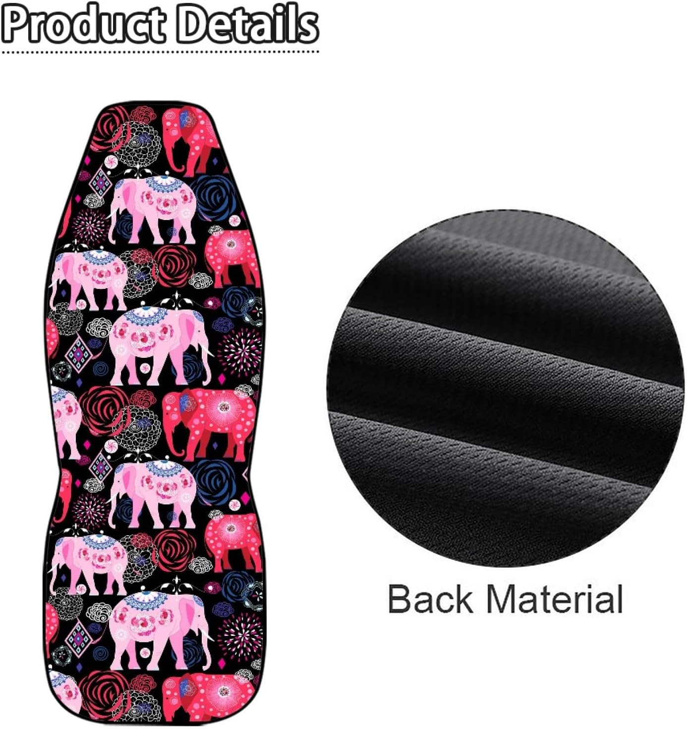 Car Seat Cover for Front Seat ONLY, 2 Pack Universal Automotive Seat Covers Elephant Print Auto Front Seat Protector, Stretchy Bucket Seat Cover fit Most Truck SUV Vans