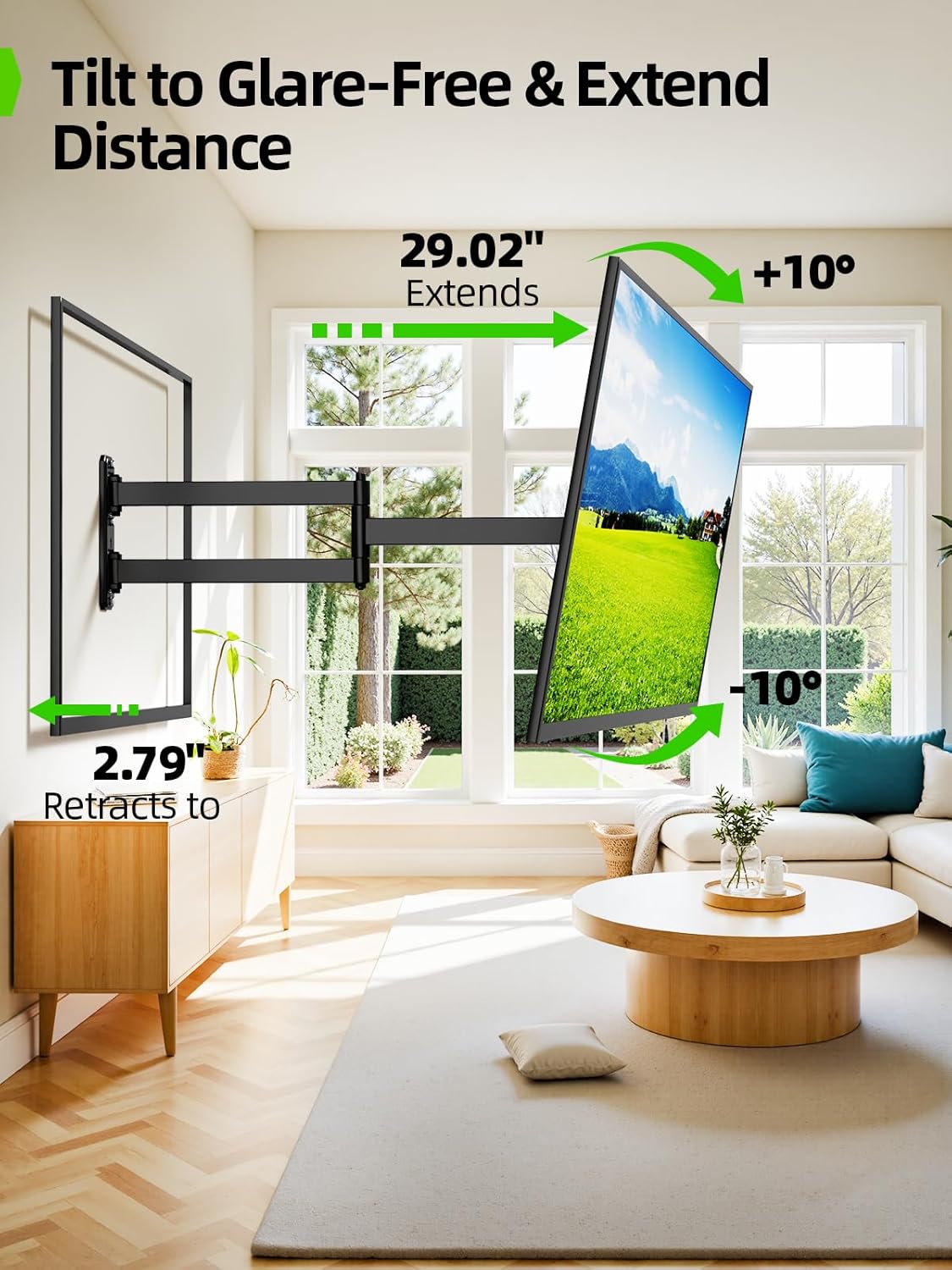 USX MOUNT Long Arm TV Wall Mount for Most 32-65 Inch TVs, 29 Inch Long Extension TV Mount Swivel and Tilt, Full Motion Corner Wall Mount Tv Bracket Fit Max VESA 400 x 400mm, Up to 80 lbs