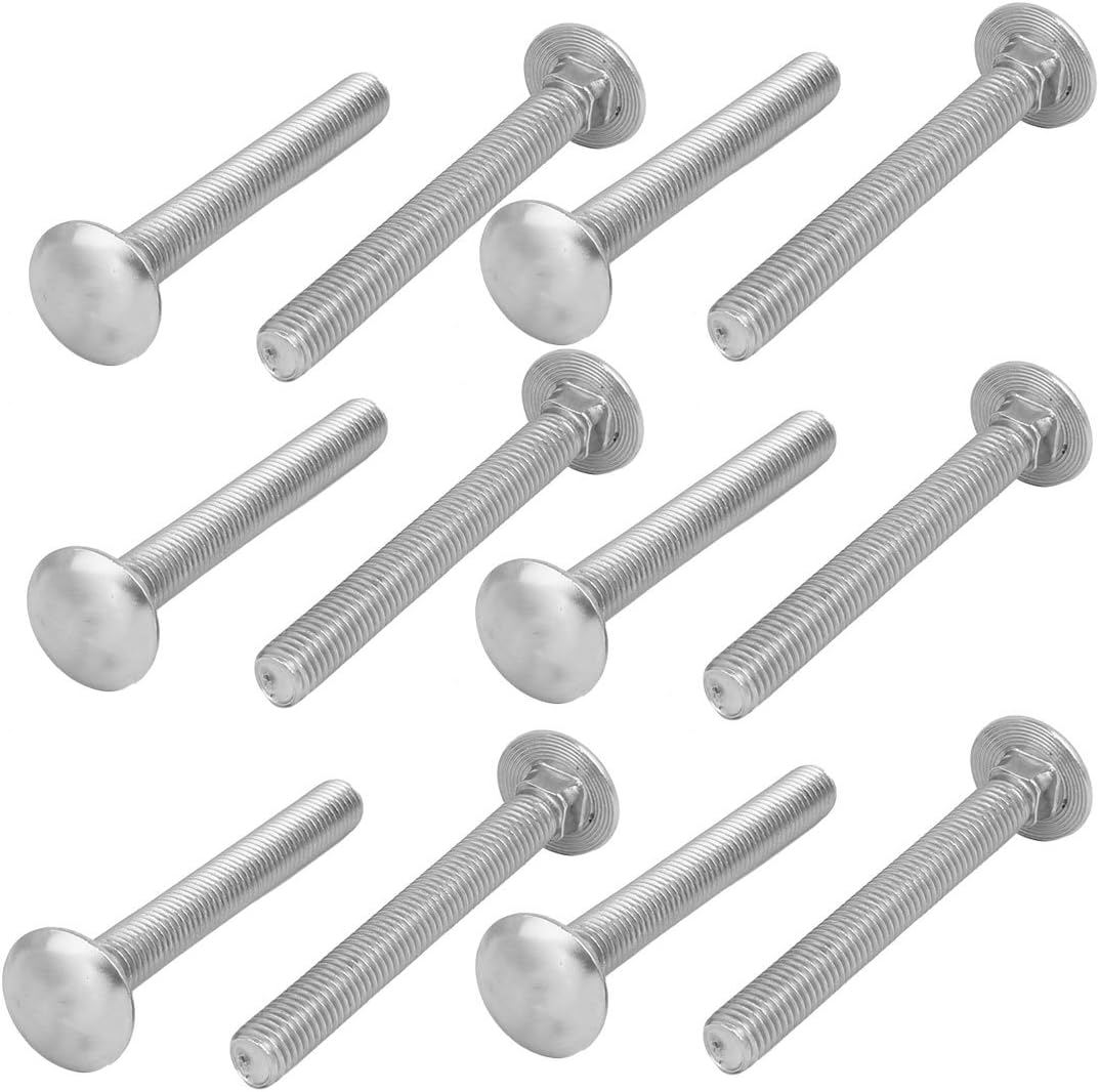 M10x85mm 304 Nails, Screws & Fasteners Stainless Steel Round Head Square Neck Carriage Bolts Nut & Bolt Sets DIN603 12pcs