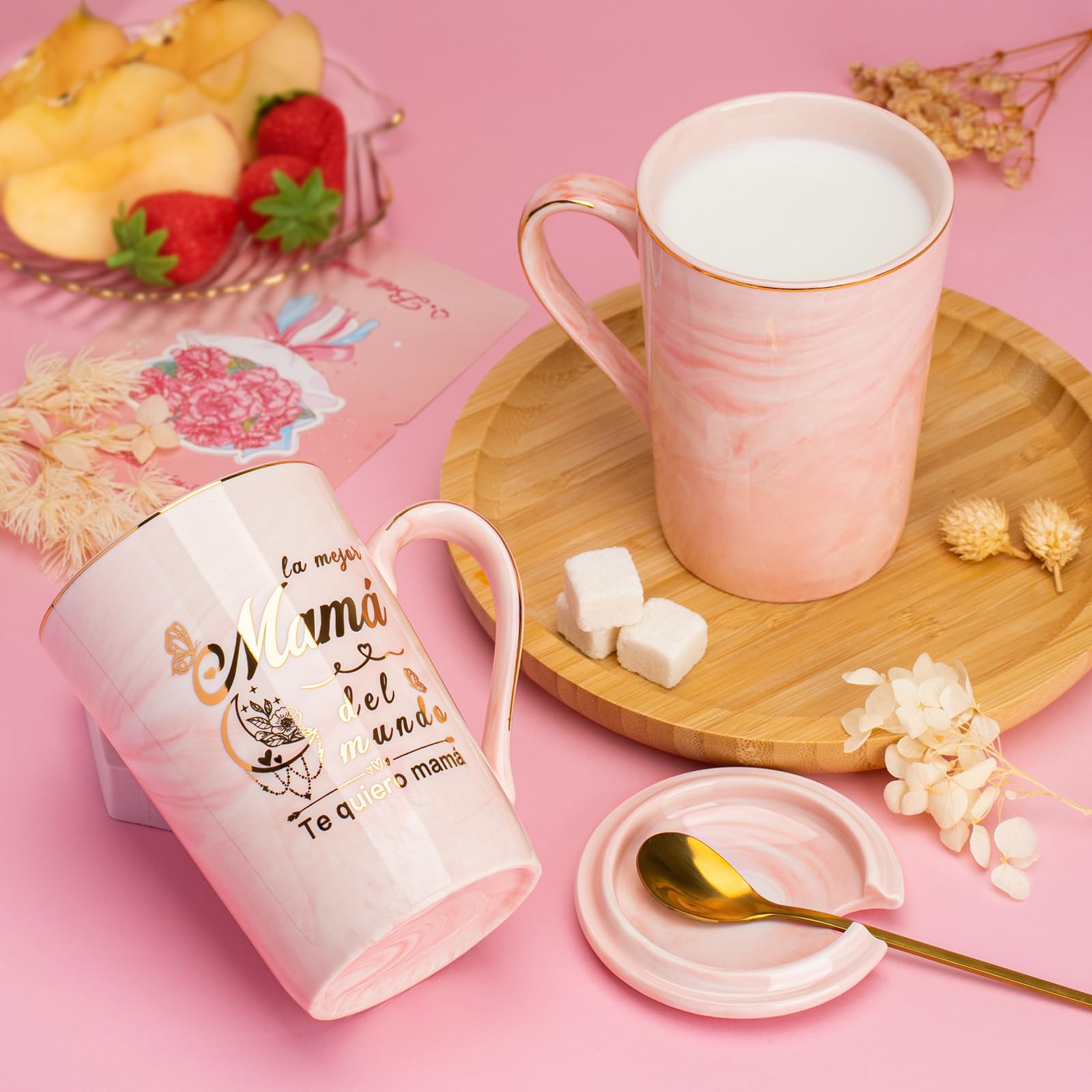 Regalo Dia de la Madre, Regalos para Madres, Regalo Cumpleaños Madre Taza, Regalo Mamá Regalos Día de la Madre Regalo Original, 400ml Ceramica Taza, con Tarjeta, Cuchara Caja de Regalo — view 3