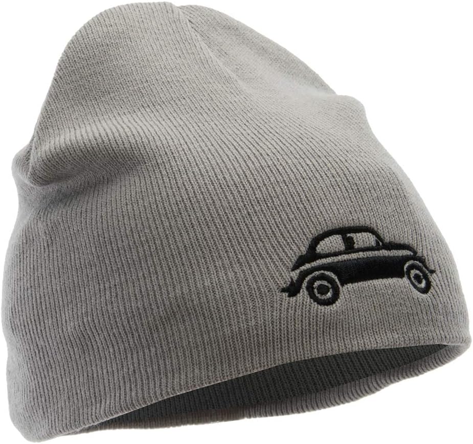 Classic Bug Car Embroidered 8 Inch Knitted Short Beanie