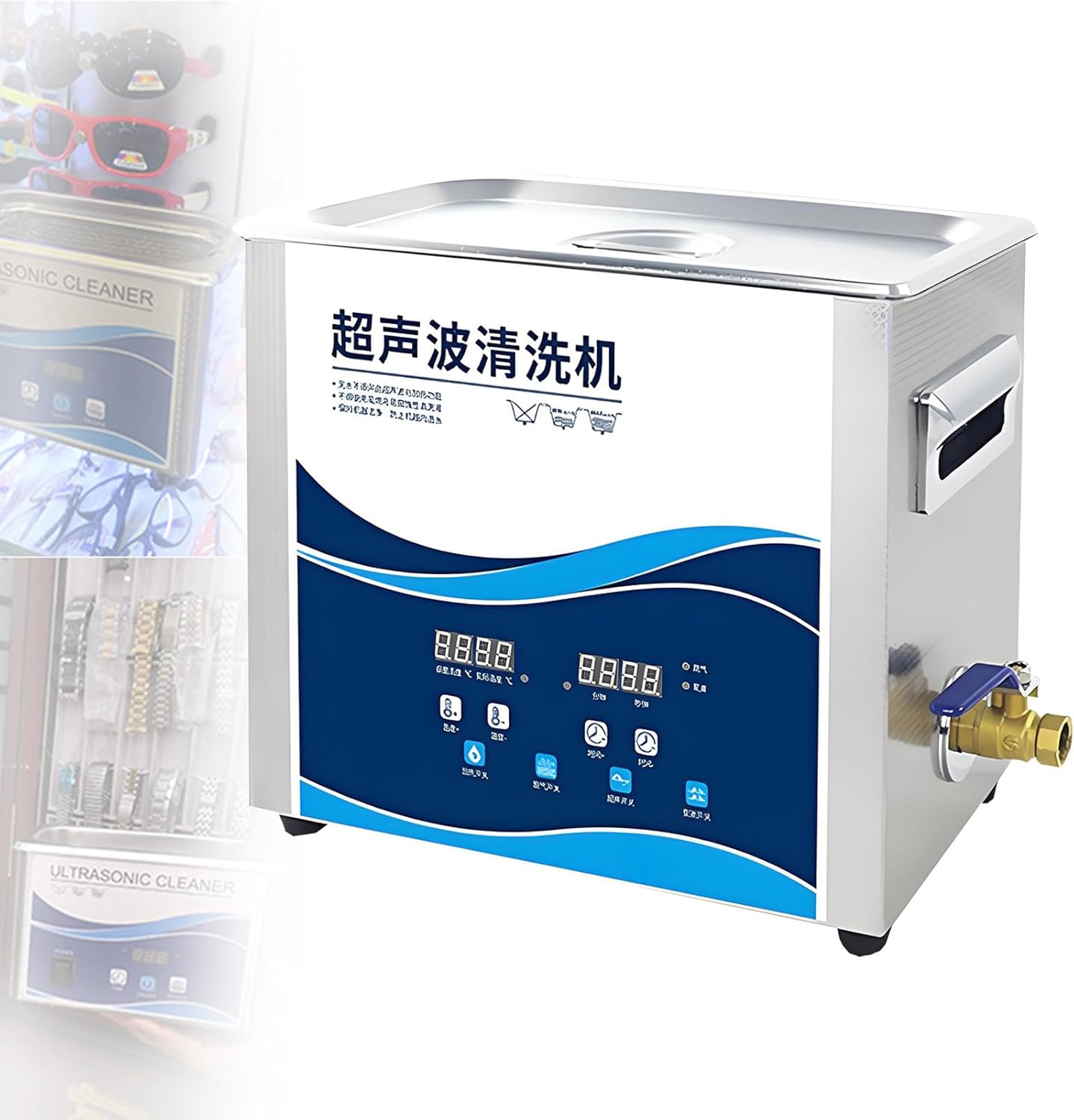 Professional Lab Ultrasonic Cleaners Sonic Jewellery Cleaner Machine with Heater Timer and Degassing Digital Ultrasonic Parts Cleaner for Dental Glasses Jewelry Small Parts 306-6.5L