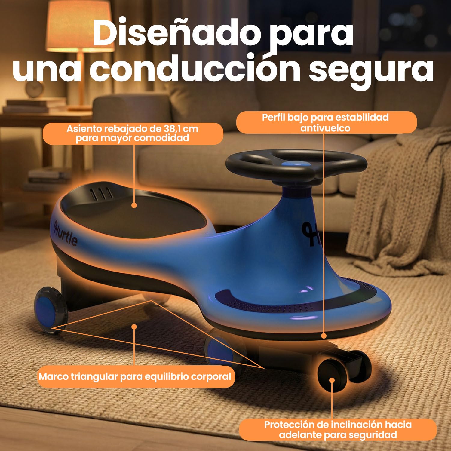 Hurtle Coche correpasillos Tipo Wiggle Coaster Car, Montable para niños sin Pedales ni batería, con Giro y Movimiento, Uso en Interior y Exterior, 2 años en adelante — view 3