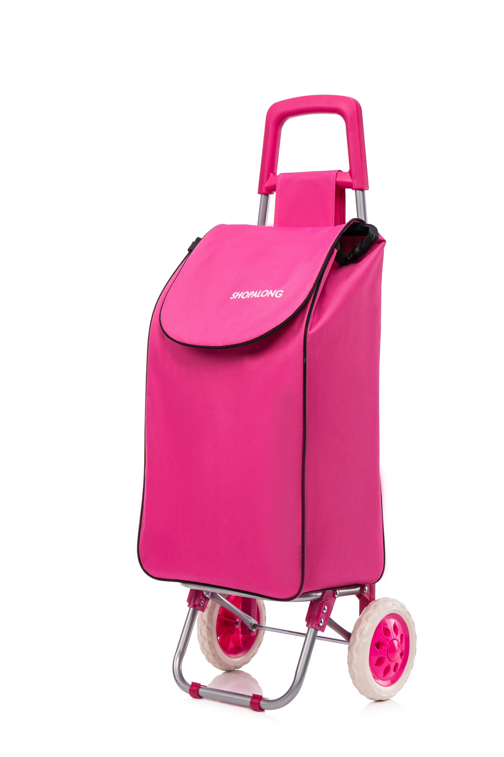 Large Lightweight Shopping Trolley, Hard Wearing With Wheels Foldable Rolling Push Trolly, Grocery Cart Bag Flat-Pack Easy Storage 1.28kg 37Litre