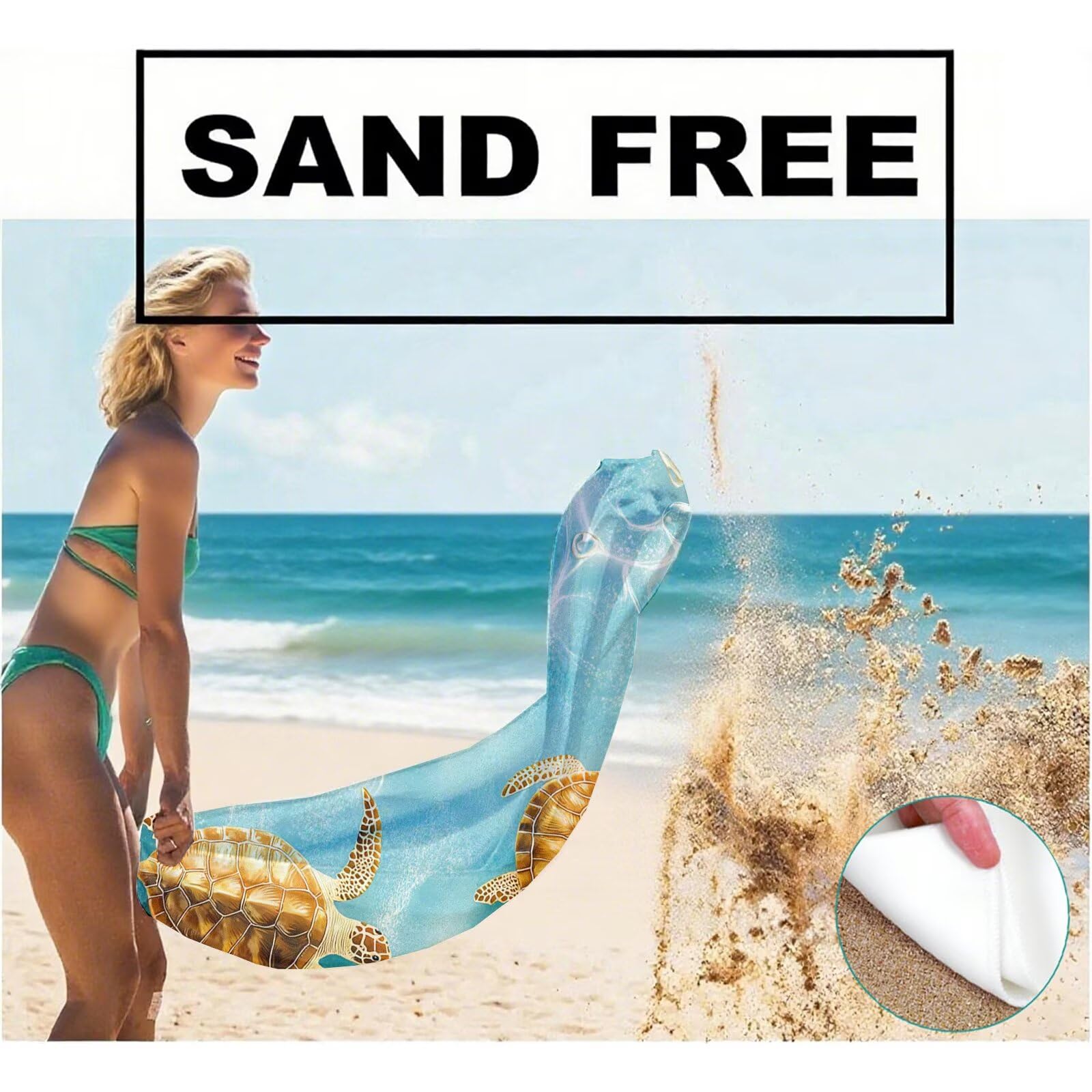 Telo Mare Microfibra, Telo Mare Grande 200 x 100 cm Set da 2, Antisabbia Asciugatura Rapida Assorbente Salvietta da Spiaggia Asciugamano per Palestra Piscina Viaggi Sport Picnic, Regali Donna Q-723