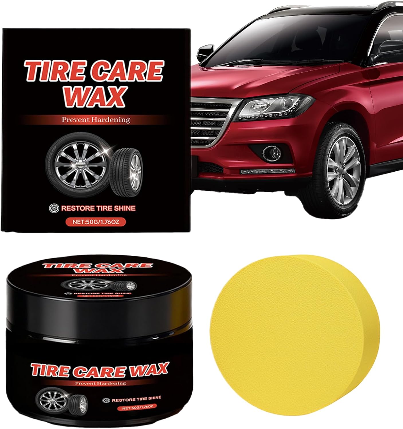 Tire Wax - 50g Paste Restorer for Wheel - Rim Protection Cream | for Car Vehicle Automotive SUV Sedan Truck Garage Workshop Outdoor